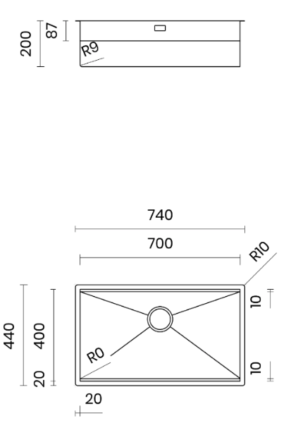 Obrazek Zlewozmywak Tasca STEP 70 stal